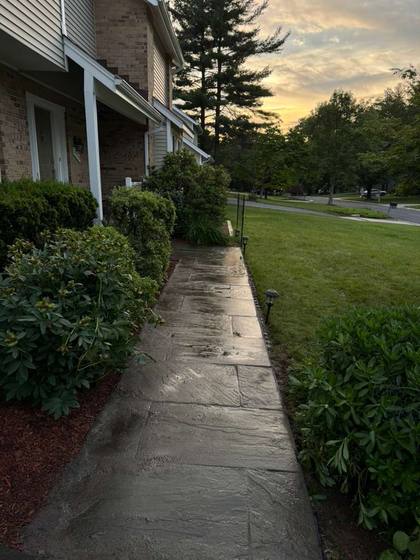 Stone walkway landscaping by Life is Green in Maryland