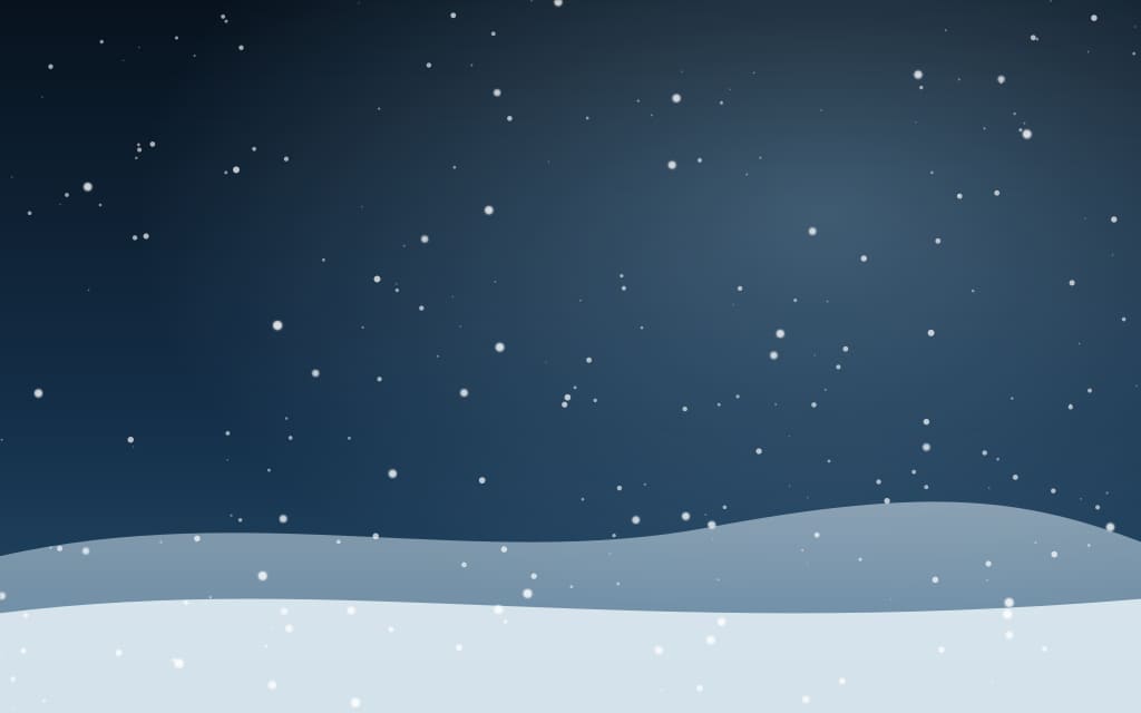 Snow falling at night over snow-covered ground in Maryland